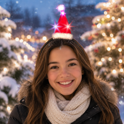 LED FLASHING MINI SANTA HAT HEADBAND