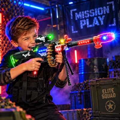 LED CAMO TOY MACHINE GUN WITH STAND