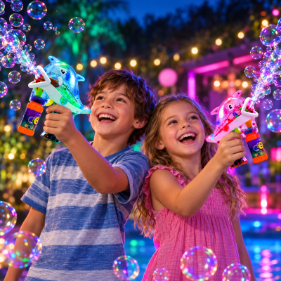 LED ASSORTED COLOR FLASHING DOLPHIN BUBBLE GUN