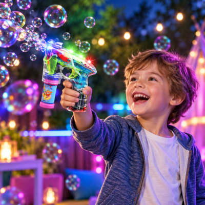 SMALL FLASHING LED BUBBLE GUN 