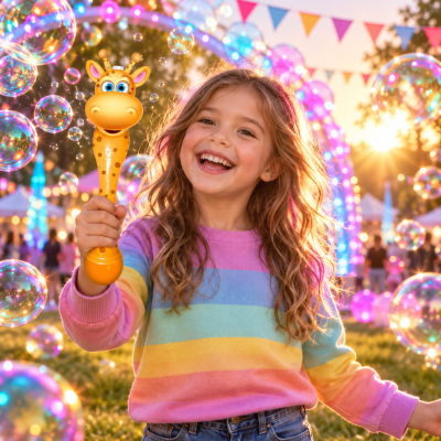LED FLASHING GIRAFFE BUBBLE WAND
