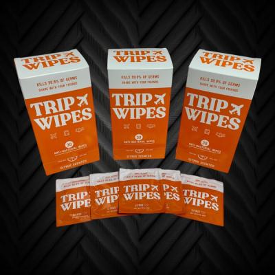 INDIVIDUALLY PACKED ANTIBACTERIAL TRAVEL WIPES