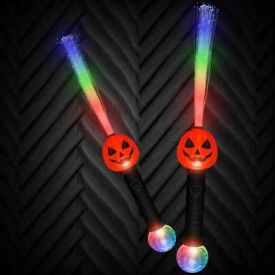 LED FLASHING MULTI-COLOR FIBER OPTIC PUMPKIN WAND 