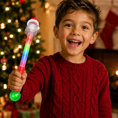 LED FLASHING SANTA WAND