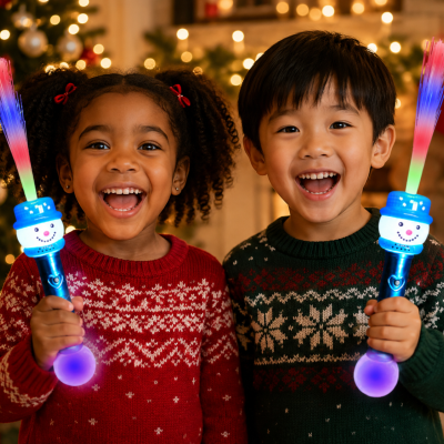 LED FIBER OPTIC SNOWMAN WAND