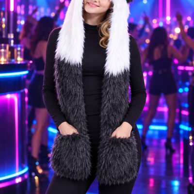 LONG FUZZY PANDA HAT