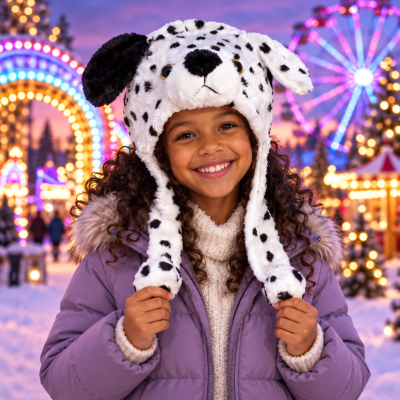 SHORT PLUSH DALMATIAN STYLE HAT