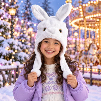 SHORT WHITE BUNNY STYLE HAT