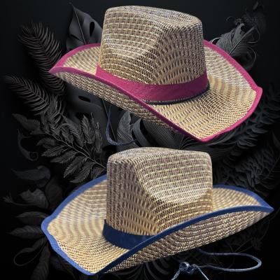 ASSORTED COLOR WOVEN STRAW COWBOY HAT 