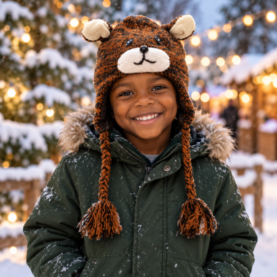 WOOL KNIT BEAR ANIMAL HAT