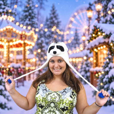 WOOL KNIT PANDA BEAR ANIMAL HAT