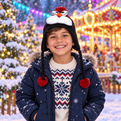 WOOL KNIT PENGUIN ANIMAL HAT