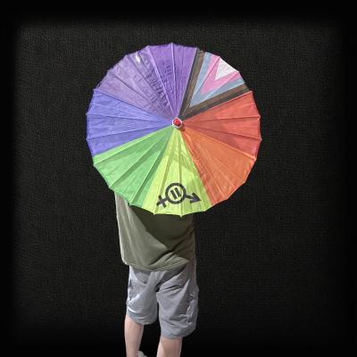 ALL WEATHER RAINBOW PRIDE PARASOL WITH EQUALITY SYMBOL
