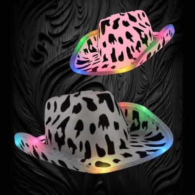 ASSORTED COLOR COWPRINT LED COWBOY HAT