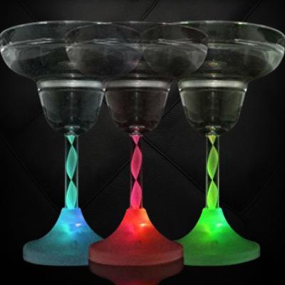 7OZ LED ASSORTED COLOR MARGARITA ACRYLIC DRINKING GLASS 