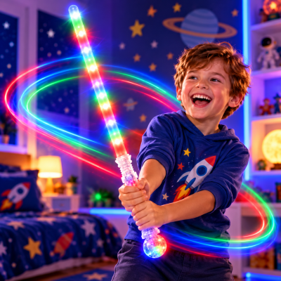29" LED FLASHING MULTI-COLOR SWORD WITH LIGHT-UP HANDLE AND SMALL BALL