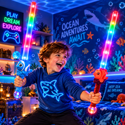 ASSORTED LED FISH BUBBLE SWORD