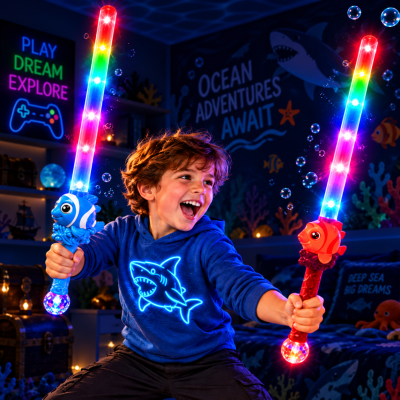 ASSORTED LED FISH BUBBLE SWORD