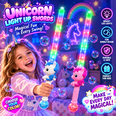 LED UNICORN BUBBLE SWORD