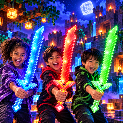 24" ASSORTED COLOR LED FLASHING CRYSTAL PIXEL SWORD