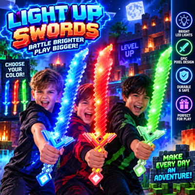 24" ASSORTED COLOR LED FLASHING CRYSTAL PIXEL SWORD