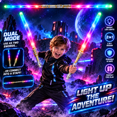 LED DOUBLE SIDED MULTI-COLOR 7 FUNCTION SWORD