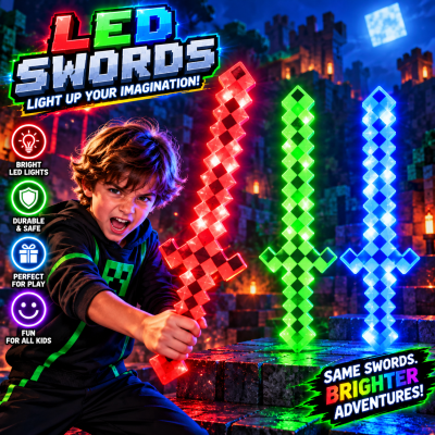 FLASHING ASSORTED COLOR PIXEL SWORD