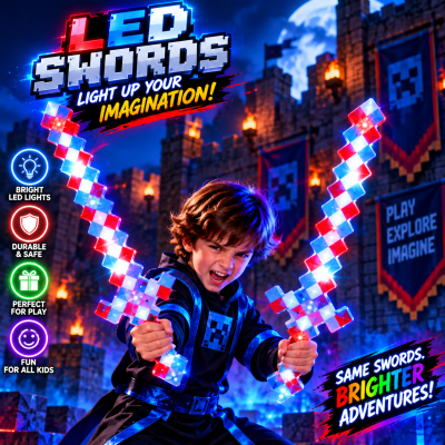 LED RED/WHITE/BLUE PIXEL SWORD