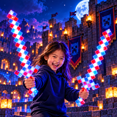 LED RED/WHITE/BLUE PIXEL SWORD