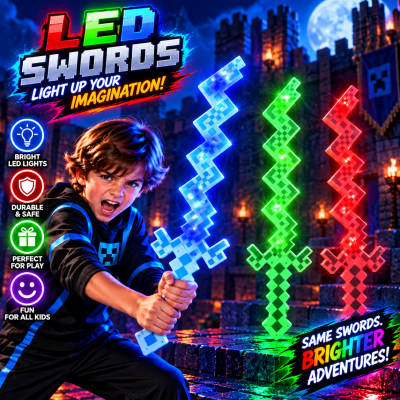 LED FLASHING ASSORTED COLOR TWISTED PIXEL SWORD