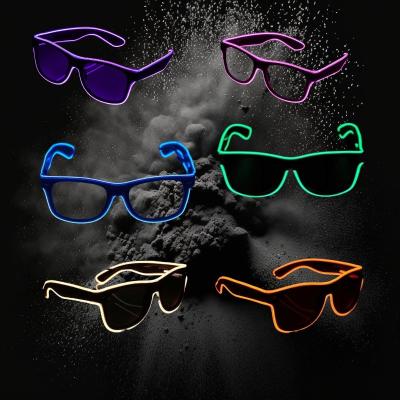 ASSORTED COLOR BLACK FRAME GLASSES WITH EL WIRE AROUND THEM 