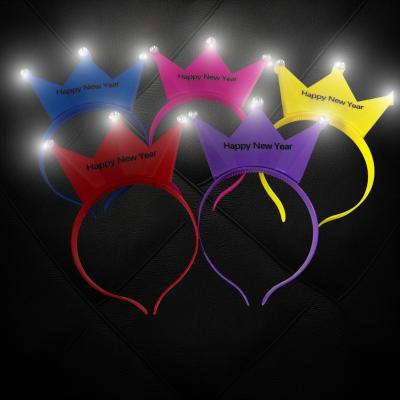 ASSORTED COLOR LED CROWN HEADBAND WITH HAPPY NEW YEAR