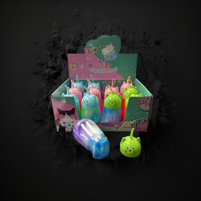 IRRIDESCENT ASSORTED COLOR SLIME WITH CAT TOPPER