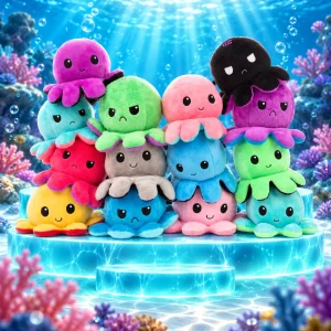12" Assorted Color Plush Octopus