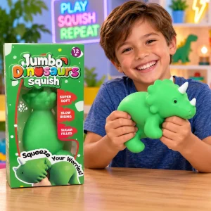 14" Jumbo Squishy Whipped Foam Filled Dinosaur IN PVC Display Box