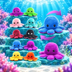 16" Assorted Color Ocotopus Flip Plush