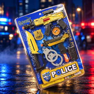 17" Carded Weapon Police Play Setwith Badge, Guns, Compass, Knife, and Walkie Talkie