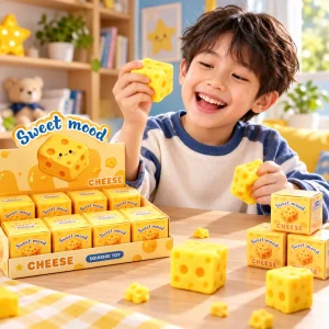 2.5" Crunchy Cheese Cube Squishy