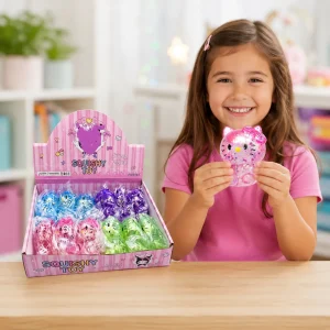 3.5" Assorted Color Glitter Kitty Squishy
