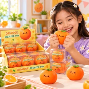3" Crunchy Orange Squishy PVC Boxed