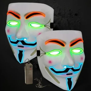 Anonymous Style EL Wire Mask- 3 Function, 2 AA Batteries Not Included