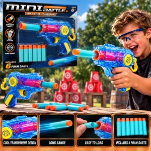 Assorted Color Carded Pull Back Dart Gun With 10 Foam Dart