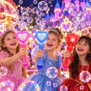 Assorted Color Gatling Style Neon Bubble Heart Wand