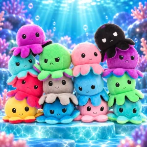 Assorted Color Happy/Mad Octoflip Octopus Plush