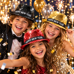 Assorted Color Happy New Year Flashing Fedora