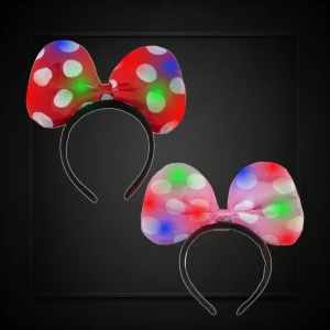 Assorted Color LED Flashing Polka Dot Bow Headband /