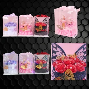 Assorted Color LED Rose Bouquet with Butterfly