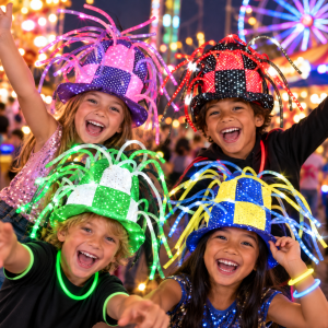 ASSORTED COLOR LED TENTACLE TOP HAT WITH SEQUINS