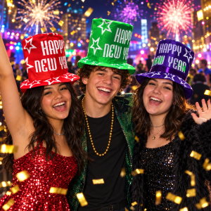 Assorted Color Light Up Happy New Year Hat