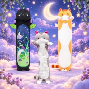 Assorted Color Plush Cat Pillow